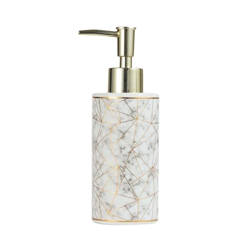 AORTULL Ceramic Soap Dispenser with Rust Proof Pump,10OZ Refill Hand Liquid Soap Pump Dispenser for Bathroom Kitchen(White and Gold) - Image 1